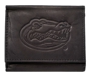 University of Florida Gators Distressed Look Embossed Logo Black Leather - Picture 1 of 5