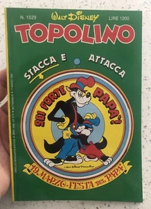 TOPOLINO 1529 * COPERTINA ADESIVA COMPLETA IDEA FESTA PAPÀ * 1985 + CARTOLINA - Foto 1 di 5