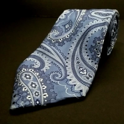 Corbata Daniel Milano Lujo Azul Floral Patrón Paisley Tejida Seda Italia Foto 1 de 4