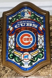 Chicago Cubs Illuminated Faux Stained Glass Sign Bradford Exchange A0393 Works - Picture 1 of 7