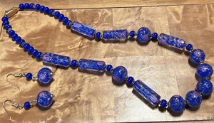 Antique Murano Moretti Millefiori Glass Bead 20” Necklace & Earring Set ~ Z10 - Picture 1 of 12