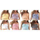 Womens Camisole Shirt Vest Spaghetti Top Dance Dancewear Shiny Low Neck Strap