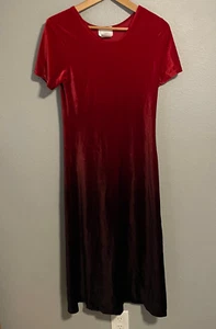 Vintage Bonnie Jean Girls Maxi Dress Size 16 Red Velvet Ombre Whimsigoth 90s - Picture 1 of 8