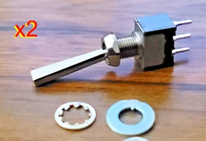 QTY-2 SPDT MINI KIPPSCHALTER SILBERMÜNZE MIT DRESSMUTTERN AUDIO FORSCHUNGSPANEL - Bild 1 von 10