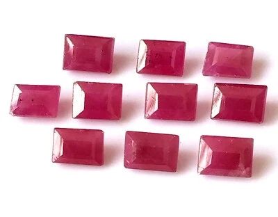 7X5 MM BAGUETTE CUT RUBY NATURAL UNHEATED FACETED CALIBRATED GEMSTONE 10 PIECES - Image 1 of 4