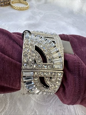 Cara Нью-Йорк серебро CZ со стразами блестящий 1,25 широкий браслет браслет с манжетой новый - Изображение 1 из 4