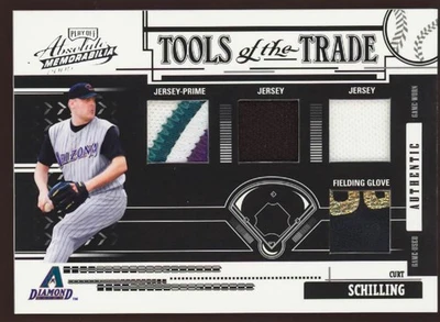 Absolute Mem Curt Schilling #1/1 2005 Quad Prime Jersey Guante Parche Herramientas Comercio Foto 1 de 2
