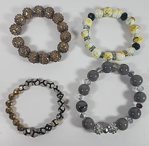 Lote Surtido de 4 Pulseras con Cuentas Multicolor Marrón Gris Joyería Hecha a Mano - Imagen 1 de 6