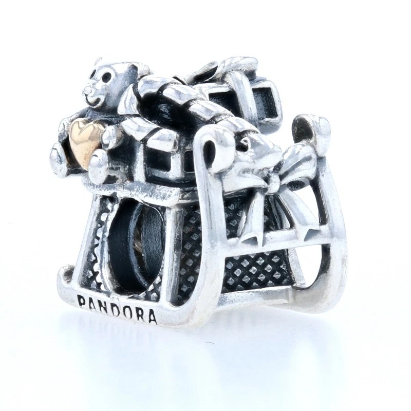 Nuevo Pandora Gallardo a Través De La Nieve Charm - Plata Ley 14k Oro Amarillo - Imagen 1 de 4