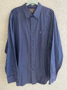 Camisa Ariat Para Hombre 3XL Con Botones Azul Marino Blanco Floral Manga Larga Vaquero Occidental - Imagen 1 de 6