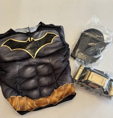 Batman Boys Costume Large 10-12 Black Gold Deluxe Jumpsuit Belt Gloves Cape ONLY - Image 1 of 4