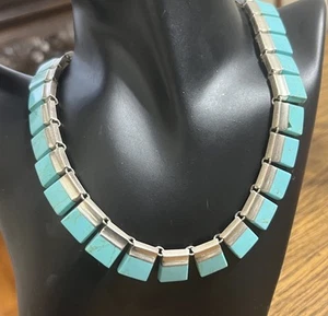 925 TURQUOISE STERLING SILVER NECKLACE - Picture 1 of 9