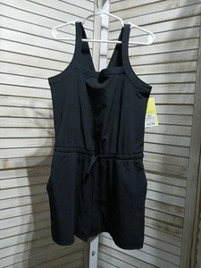 All In Motion Girls Romper Size S 6 7 Black Pockets UPF 50+ Quick Dry Drawstring - Picture 1 of 13