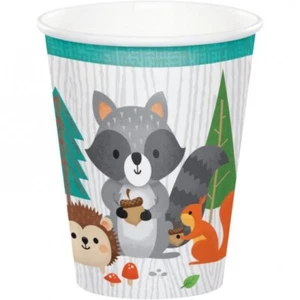 Wild One Woodland Animals 9 oz Hot/Cold Cups 8 Per Pack Paper Birthday Tableware - Picture 1 of 1