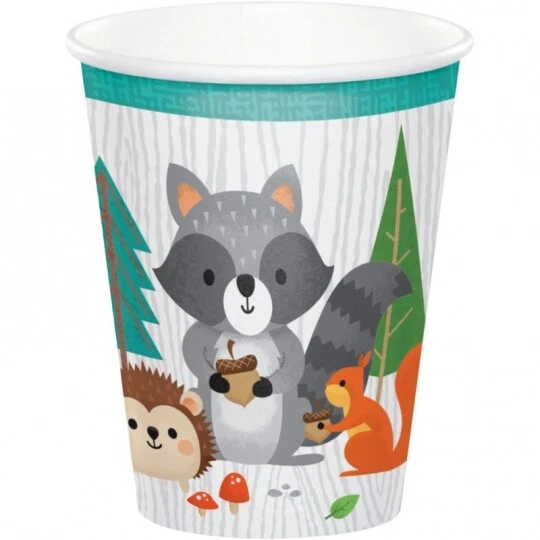 Wild One Woodland Animals 9 oz Hot/Cold Cups 8 Per Pack Paper Birthday Tableware - Image 1 of 1