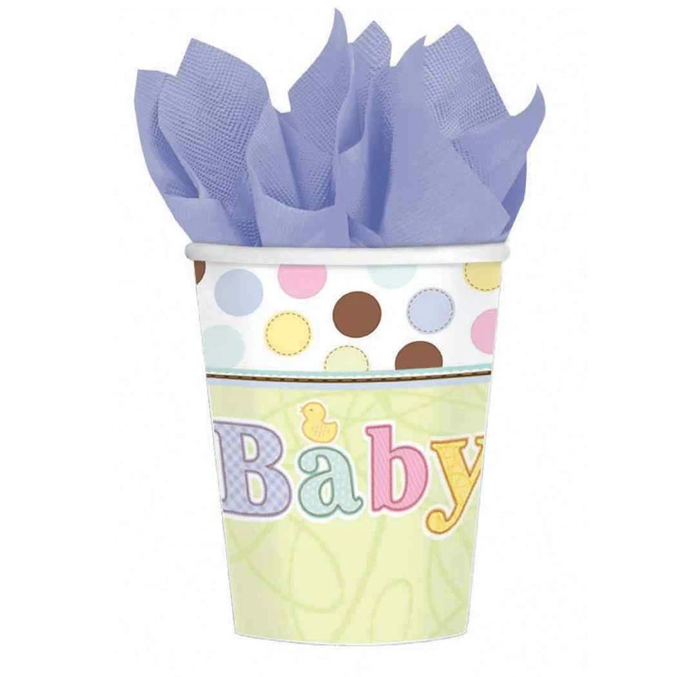 Tiny Bundle Polka Dot Stripes Rubber Duck Baby Shower Party 9 oz. Paper Cups - Image 1 of 1