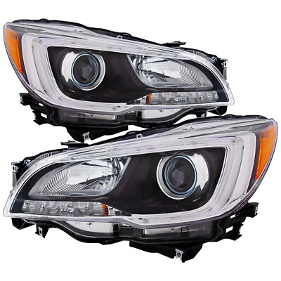 Headlights Black Housing CAPA Left Right Pair Fits 15-17 Subaru Legacy/Outback - Image 1 of 4