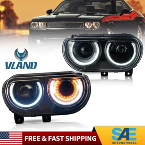 2*VLAND Projector Headlights for Dodge Challenger SXT SE SRT 2008-2014 Dual Beam - Picture 1 of 7
