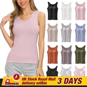 Women Padded Tank Tops Camisole Vest Sleeveless Built in Bra Bralet Slim T Shirt - Picture 1 of 34