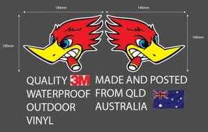 WOODY WOODPECKER STICKER TWIN PACK 140x100mm HOT ROD RAT ROD VINTAGE CLASSIC - Picture 1 of 7