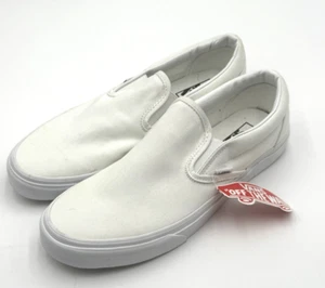 Vans "Classic Slip-On" Sneakers White Unisex Skateboarding Era Vulc Shoes sz 10 - Picture 1 of 13