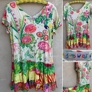 Vintage Jams World Hattie Dress size Medium Floral Ruffle Ruffles Mini Dress - Picture 1 of 12