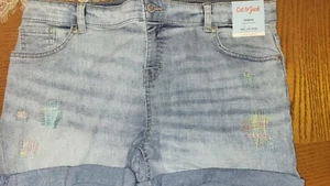 Girls Embroidered Super Stretch Jean Shorts- Adjustable Waist Soft (XXL) (18) - Picture 1 of 4