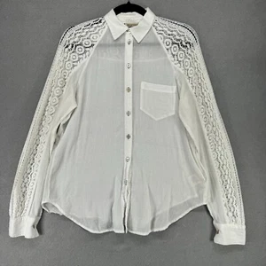 Anthropologie Holding Horses Shirt Womens Size XS Crochet Lace Top Blouse Button - Picture 1 of 14