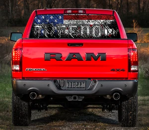 Freedom Flag Window Perf Decal For Truck Dodge Ford - Picture 1 of 2