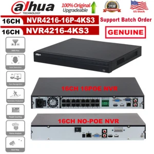 Dahua Original 16CH 16POE 12MP NVR4216-16P-4KS3 16Channel Lite NVR4216-4KS3 NVR - Imagen 1 de 9