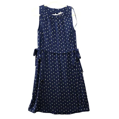 Vestido Juicy Couture Sin Mangas Talla M Azul Dorado Lunares Hasta la Rodilla Línea A Foto 1 de 4