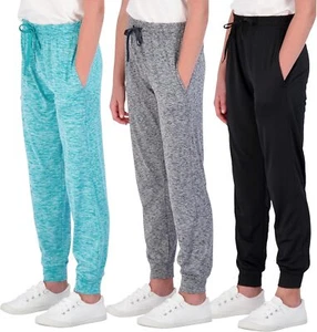 Real Essentials 3 Pack: Girls' Dry-Fit Jogger Sweatpants Soft X-Large, Set 5 - Picture 1 of 4