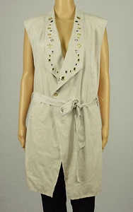 INC International Concepts Womens Gray Grommet-Trim Belted Vest XL - Picture 1 of 5