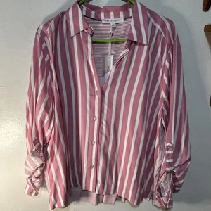 Jane and Delancey Women's Striped Pink/white Shirt, Size XL S026 - Picture 1 of 3