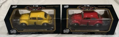 VW Volkswagen Beetle 1967 de metal fundido a presión resistente a la carretera escala 1:18 rojo y amarillo Foto 1 de 4