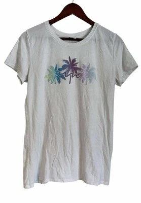 Camiseta Victorias Secret ROSA Everyday Cuello Redondo Brillo Palmeras Blanca Talla M Foto 1 de 4