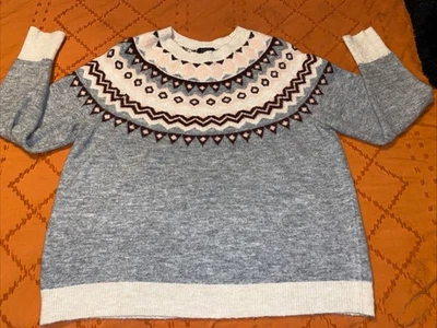 Suéter Pullover Halógeno Para Mujer Gris Cuello Redondo Gris Rosa Talla XXL Tejido Suave Foto 1 de 4