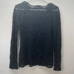 Vintage Y2K Intimissimi Black All Over Lace Long Sleeve Top M Witchy Whimsigoth - Picture 1 of 8
