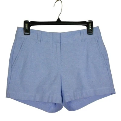 J. Pantalones Cortos Crew Para Mujer Talla 0 Azul Tela Oxford 3 Pulgadas Tiro Medio Informales Preppy Foto 1 de 4