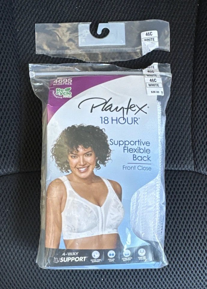 Playtex Bra Womens 40DDD Black Floral Wireless Front Close 18 Hour 4695