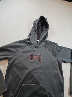 UNDER ARMOUR女式大号连帽衫冷齿轮风暴灰色运动衫  — 第 1/4 张图片