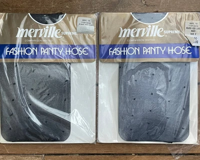 2 paquetes pantimedias vintage Merville talla 2 M transparentes con lunares negras y azul marino nuevas Foto 1 de 4
