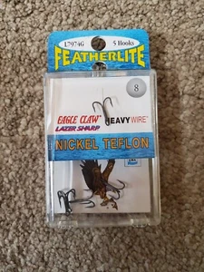 Eagle Claw L7974G #8 5Ct Featherlite Lazer Treble Hook - Picture 1 of 2
