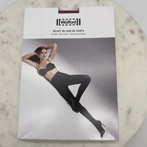 WOLFORD VELVET DE LUXE 66 DEN TIGHTS SILKY SOFT RED DAHLIA WIDE WAISTBAND - Picture 1 of 2