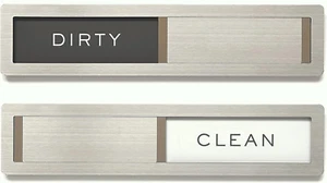 Dishwasher Magnet Clean Dirty Sign, Kubik Letters Premium Stainless Steel Grade - Picture 1 of 12