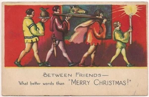 Postcard NY Medieval Feast Merry Christmas Between Friends, Fair Haven, New York - Picture 1 of 2