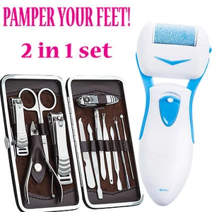 Pro Pedicure Pedi Kit Electronic Foot File Hard Dead Skin Care Callus Remover  - Picture 1 of 5