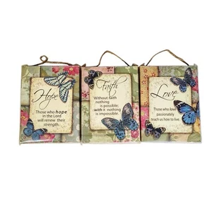 Faith, Hope, Love Bible Verse Inspirational Canvas Wall Art 3pc Set 8"X6" - Picture 1 of 8