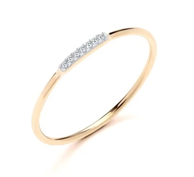 9ct Yellow Gold Natural Diamond 7 Stone Eternity Dainty Band Ring size J to S - Image 1 of 4