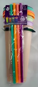 TAL Bicchieri Cambia Colore Tazze Coperchi Cannucce Riutilizzabili 4Pk 24Oz Finitura Glitter - Foto 1 di 3